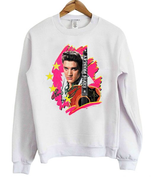 Elvis Presley Guitar Sweatshirt White