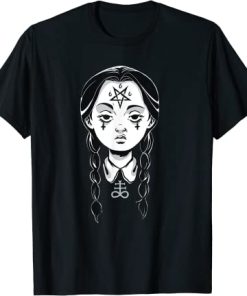 Satanic Goth Punk Girl Creepy Devil Pentagram Punk Rock T-Shirt