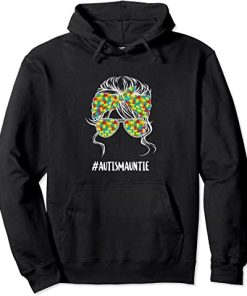 Autism Auntie, Autism Awareness Gift Puzzle Piece Pullover Hoodie