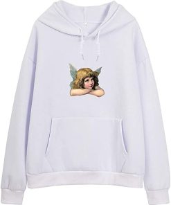 Cute Angel Printed Relaxed Pullover Hoodie