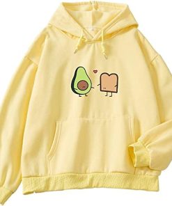 Cute Avocado Printed Pullover Hoodie