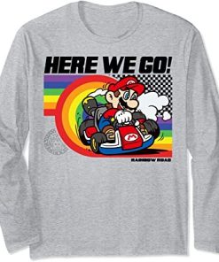 Mario Kart Pride Rainbow Road Here We Go Long Sleeve Sweatshirt