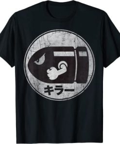 Super Mario Bullet Bill Distressed Kanji Logo T-Shirt