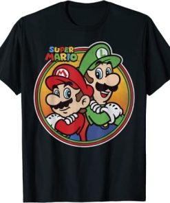 Super Mario & Luigi Brothers Circle Graphic T-Shirt