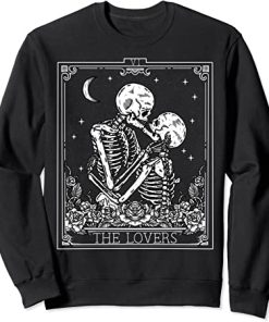 The Lovers Vintage Tarot Card Astrology Skull Horror Occult Sweatshirt