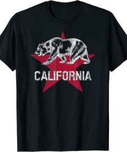 California Republic Flag Distressed Bear T-Shirt