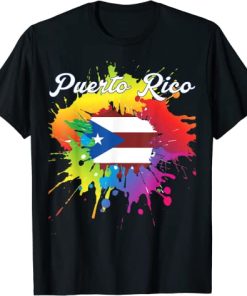 Puerto Rico Flag Gay Colorful Splash T-Shirt