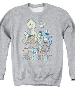 Sesame Street Colorful Group Adult Crewneck Sweatshirt