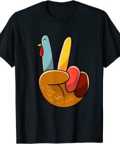 Turkey Peace Hand Sign Thanksgiving T-Shirt