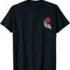 White Skeleton Hand Holding a Red Rose Pocket Print T-Shirt