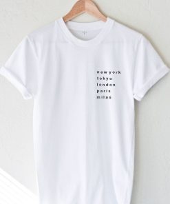 New York Tokyo London Paris Milan Pocket Print T-shirt